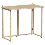 Folding Garden Table Beige 90x51x75 cm Poly Rattan