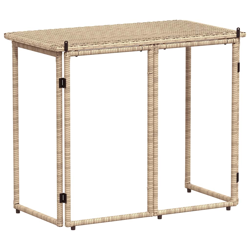 Folding Garden Table Beige 90x51x75 cm Poly Rattan