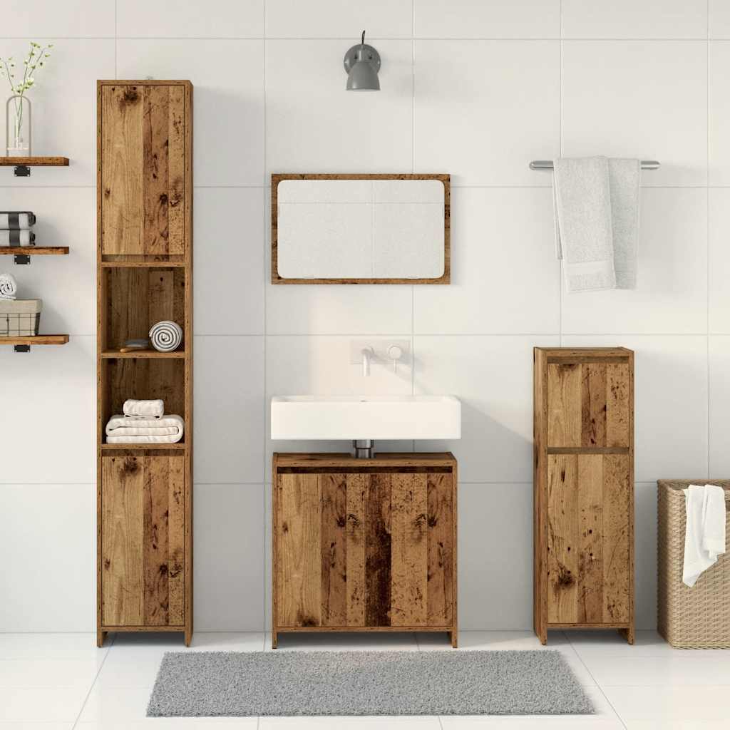 4 Piece Bathroom Furniture Set Old Wood Engineered Wood