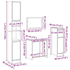 4 Piece Bathroom Furniture Set Old Wood Engineered Wood