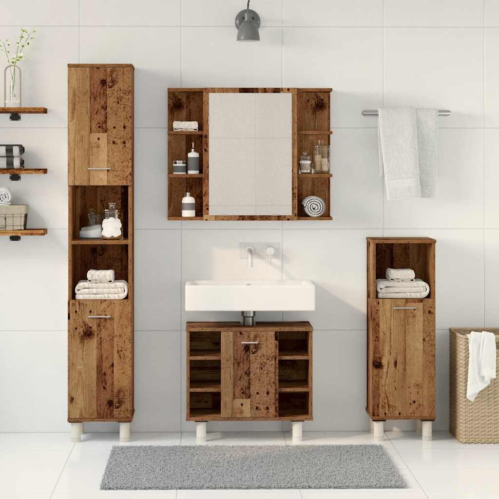 4 Piece Bathroom Furniture Set Old Wood Engineered Wood