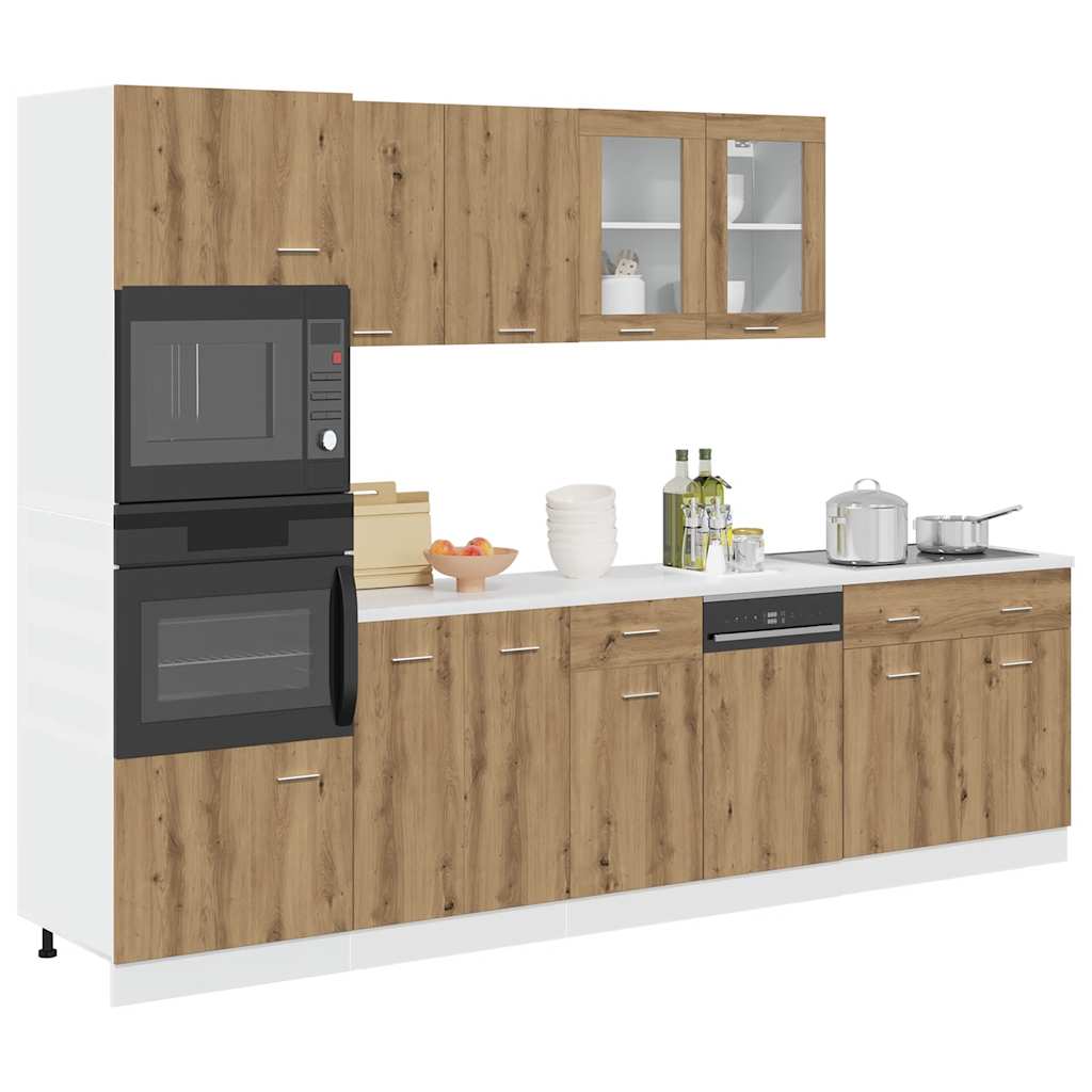 7 Piece Kitchen Cabinet Set Lyon Artisan Oak Engineered Wood
