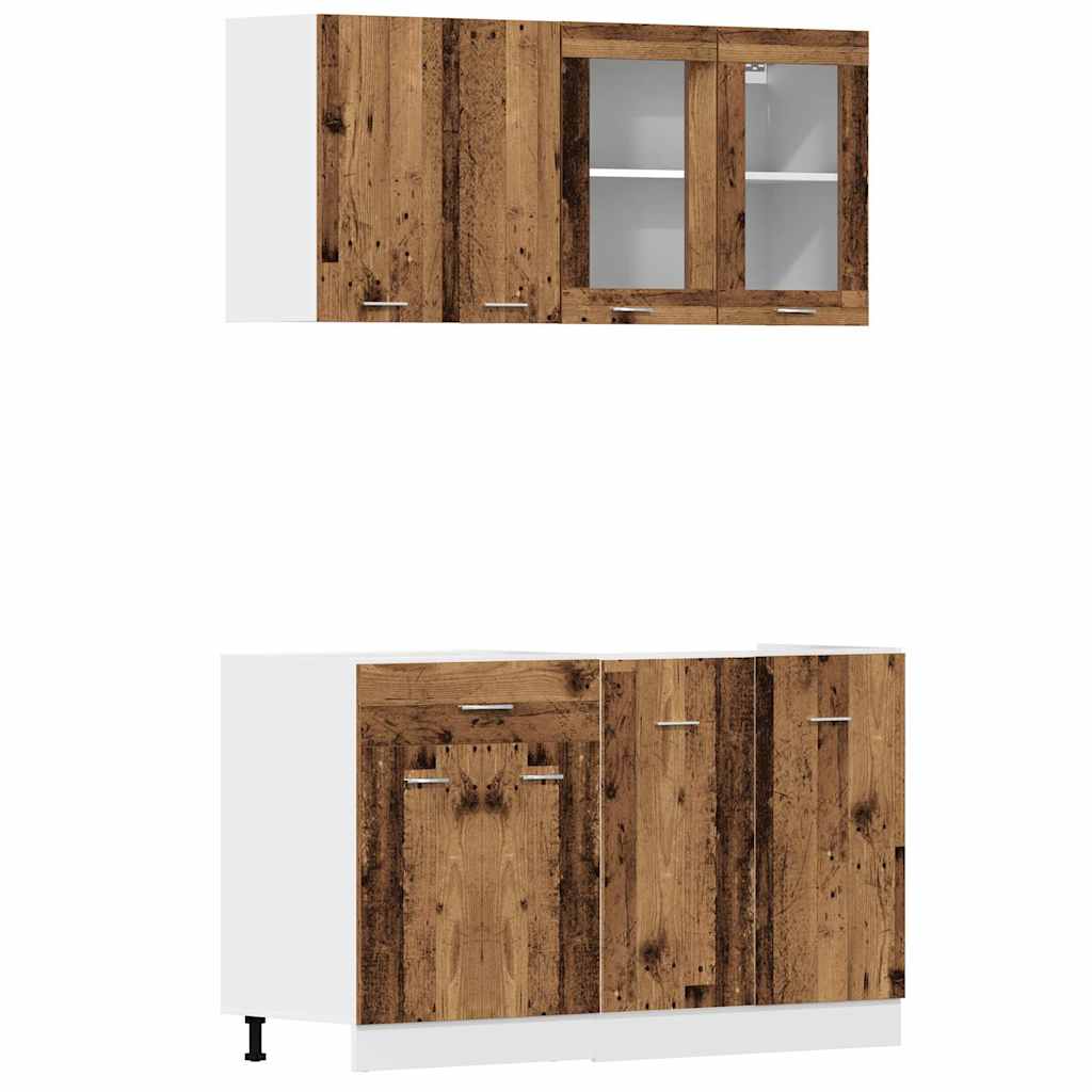 4 Piece Kitchen Cabinet Set Lyon Old Wood Engineered Wood