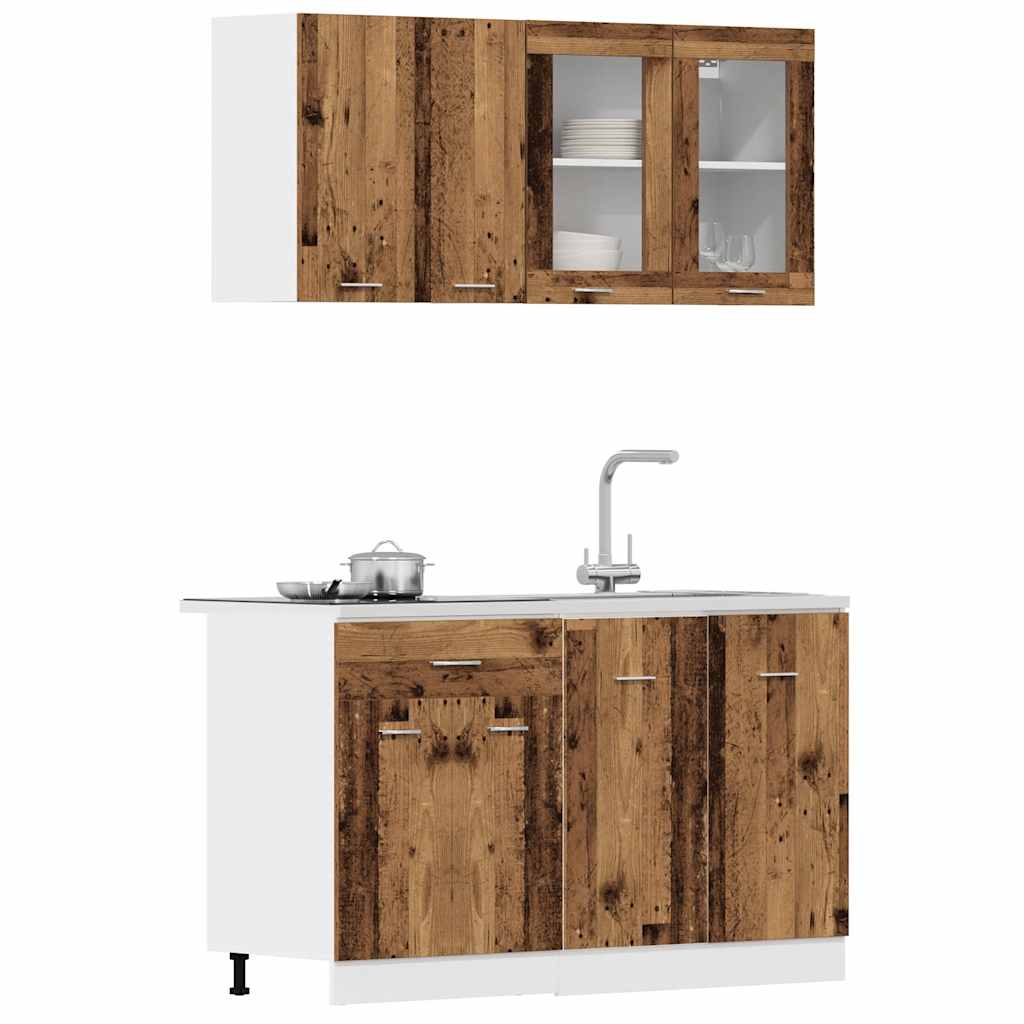 4 Piece Kitchen Cabinet Set Lyon Old Wood Engineered Wood