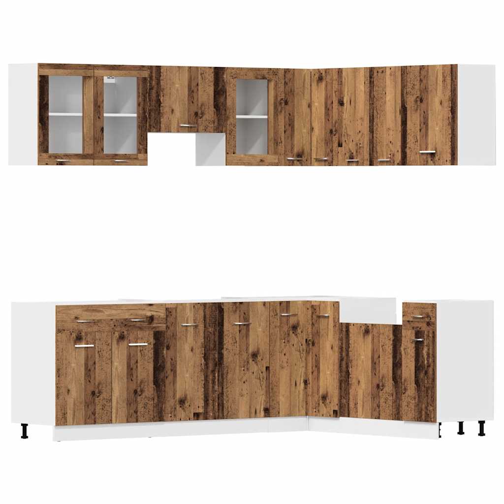 11 Piece Kitchen Cabinet Set Lyon Old Wood Engineered Wood