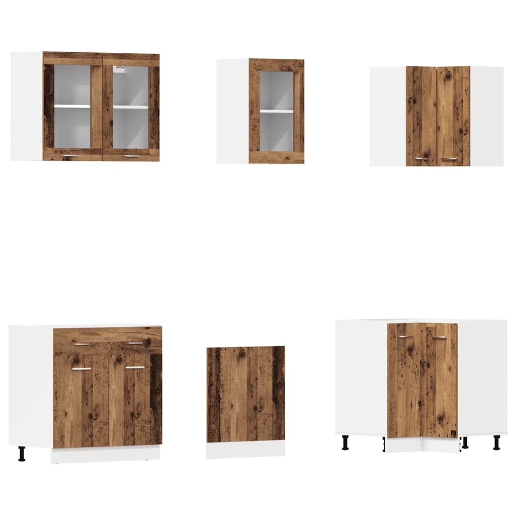 11 Piece Kitchen Cabinet Set Lyon Old Wood Engineered Wood