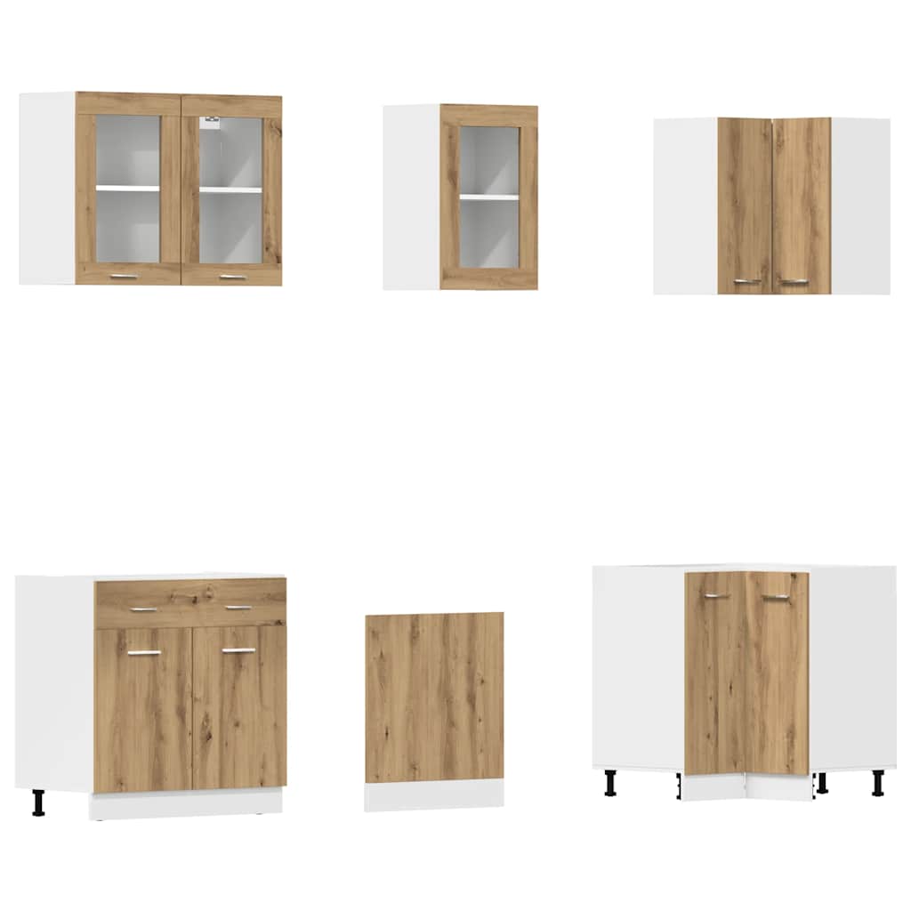 11 Piece Kitchen Cabinet Set Lyon Artisan Oak Engineered Wood