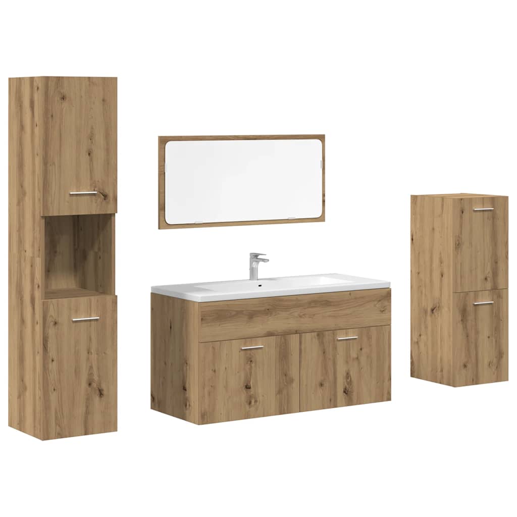 4 Piece Bathroom Furniture Set Artisan Oak Engineered Wood