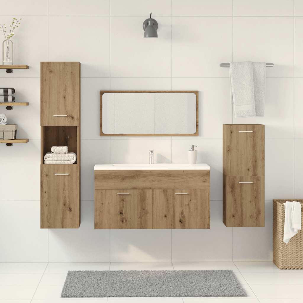 4 Piece Bathroom Furniture Set Artisan Oak Engineered Wood