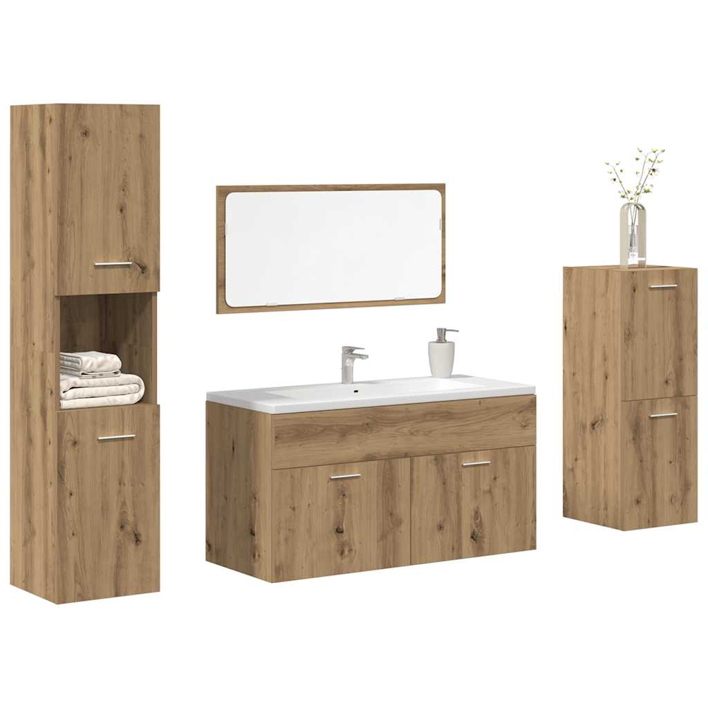 4 Piece Bathroom Furniture Set Artisan Oak Engineered Wood