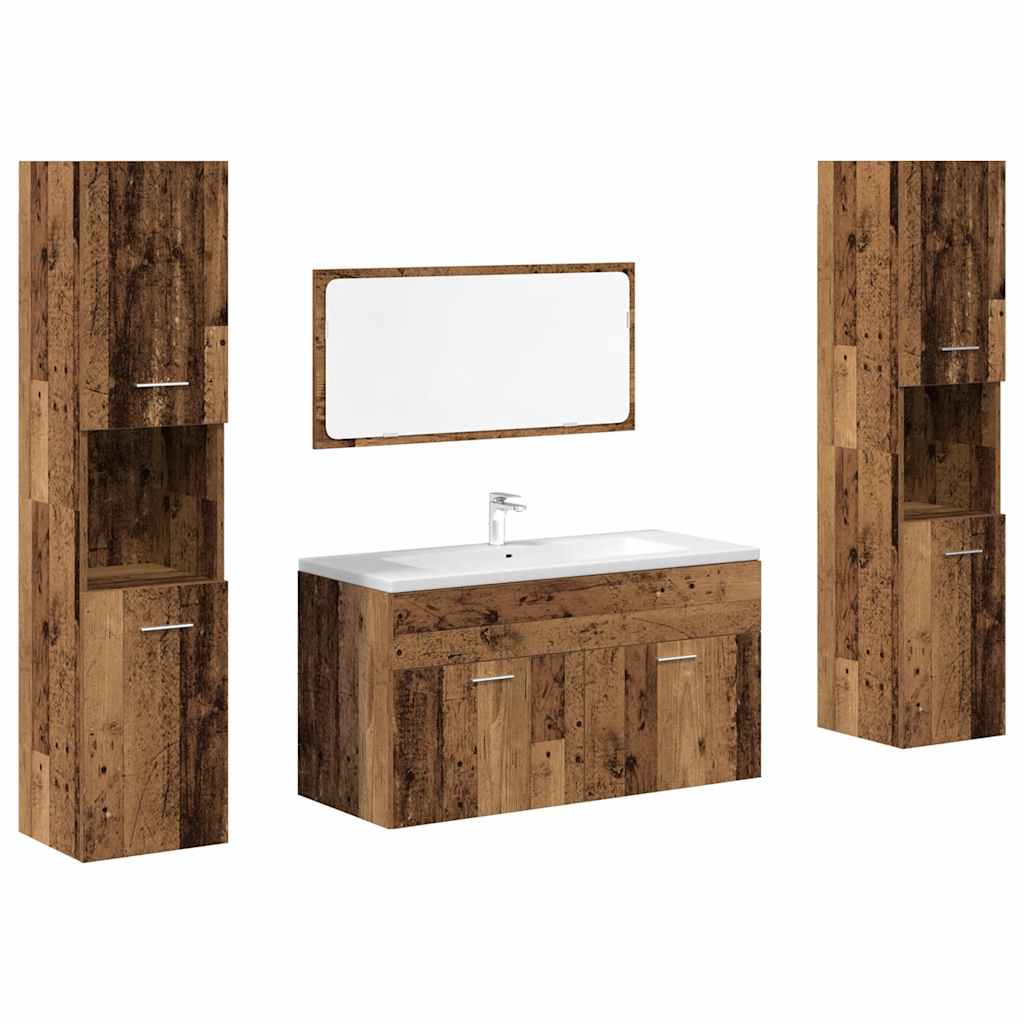 4 Piece Bathroom Furniture Set Old Wood Engineered Wood