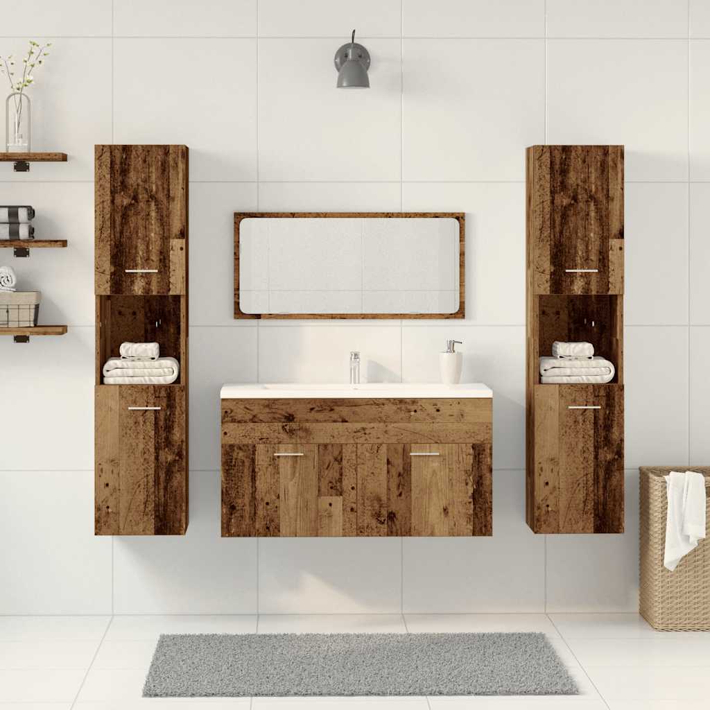 4 Piece Bathroom Furniture Set Old Wood Engineered Wood