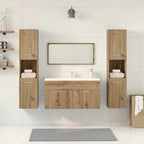 4 Piece Bathroom Furniture Set Artisan Oak Engineered Wood