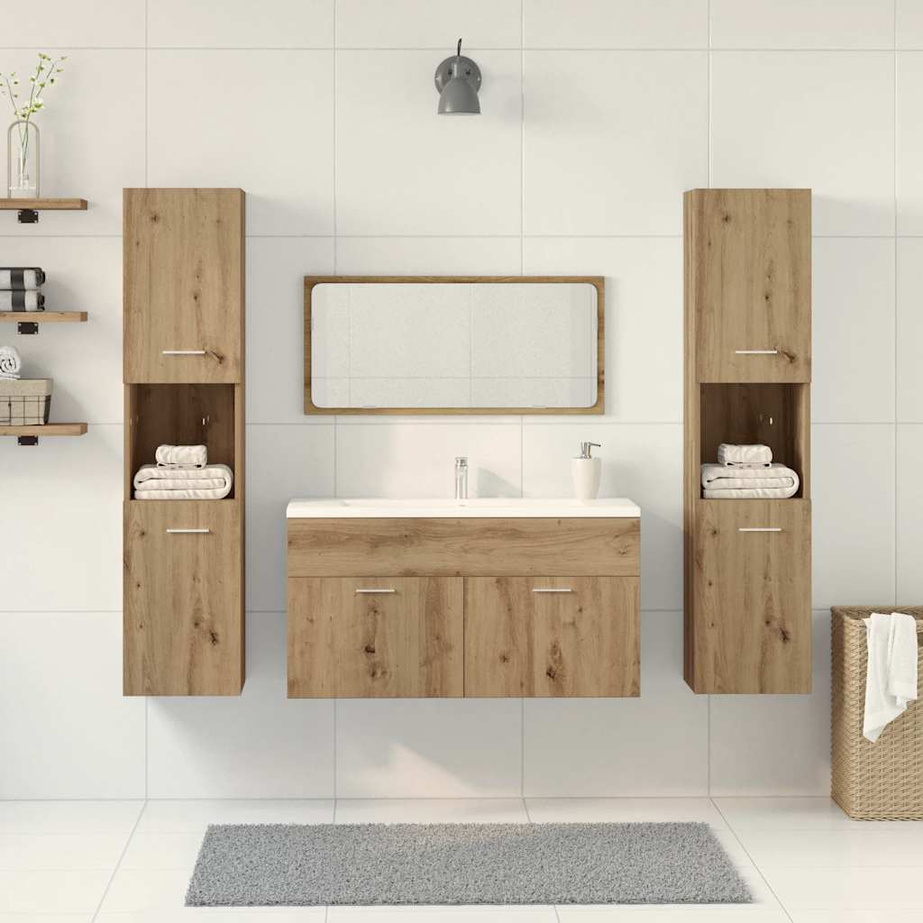 4 Piece Bathroom Furniture Set Artisan Oak Engineered Wood