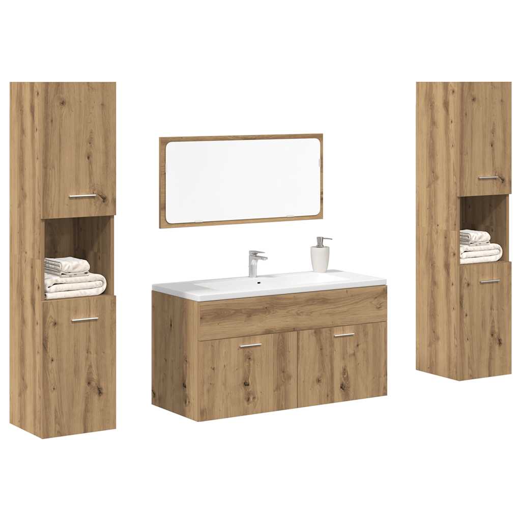 4 Piece Bathroom Furniture Set Artisan Oak Engineered Wood