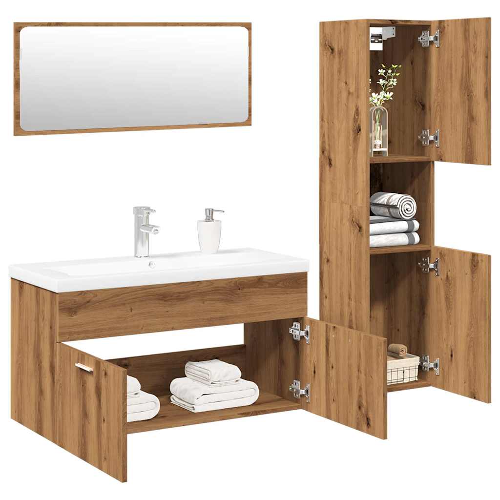4 Piece Bathroom Furniture Set Artisan Oak Engineered Wood
