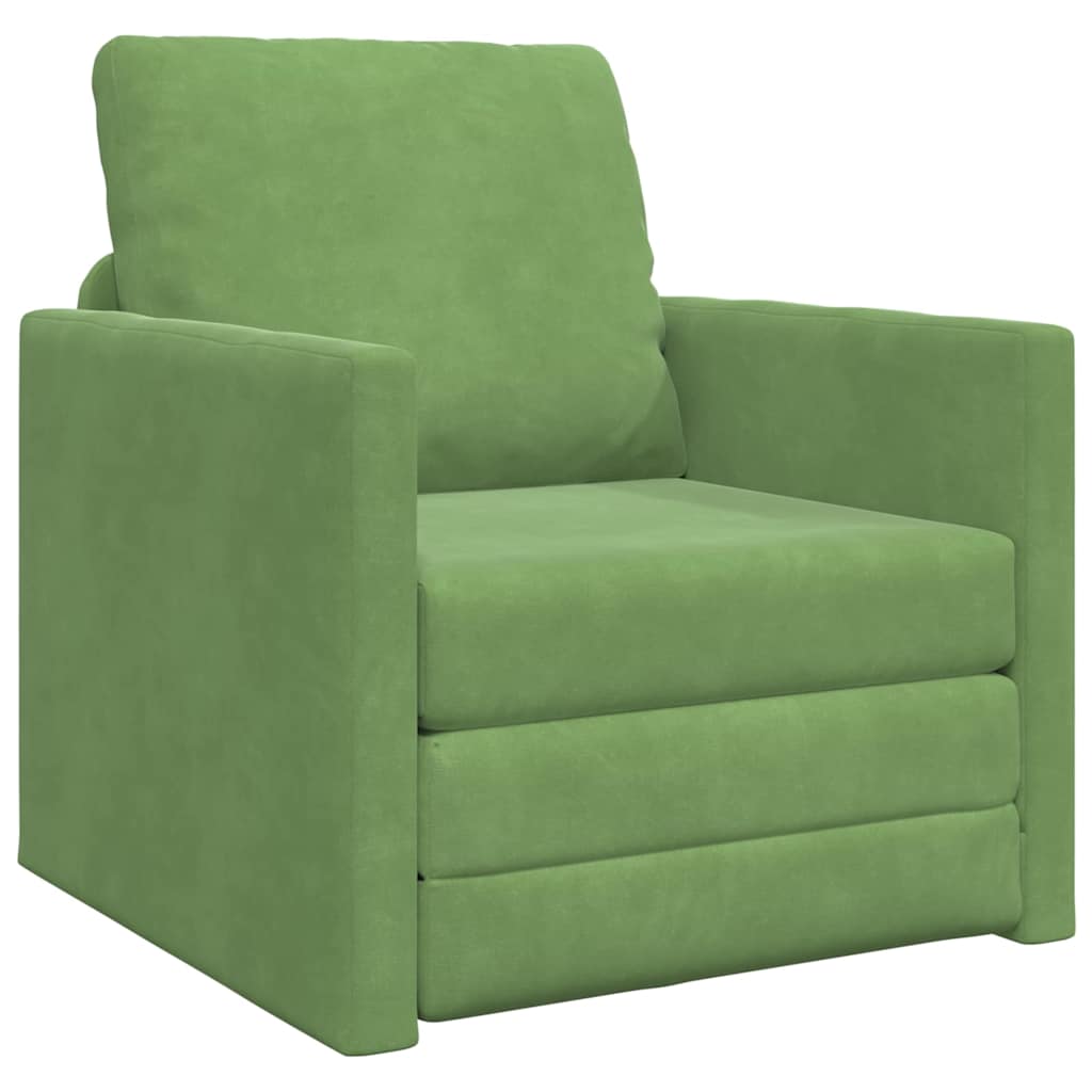 Floor Sofa Bed with Cushion Light green 74 x 77 x 81 cm Velvet