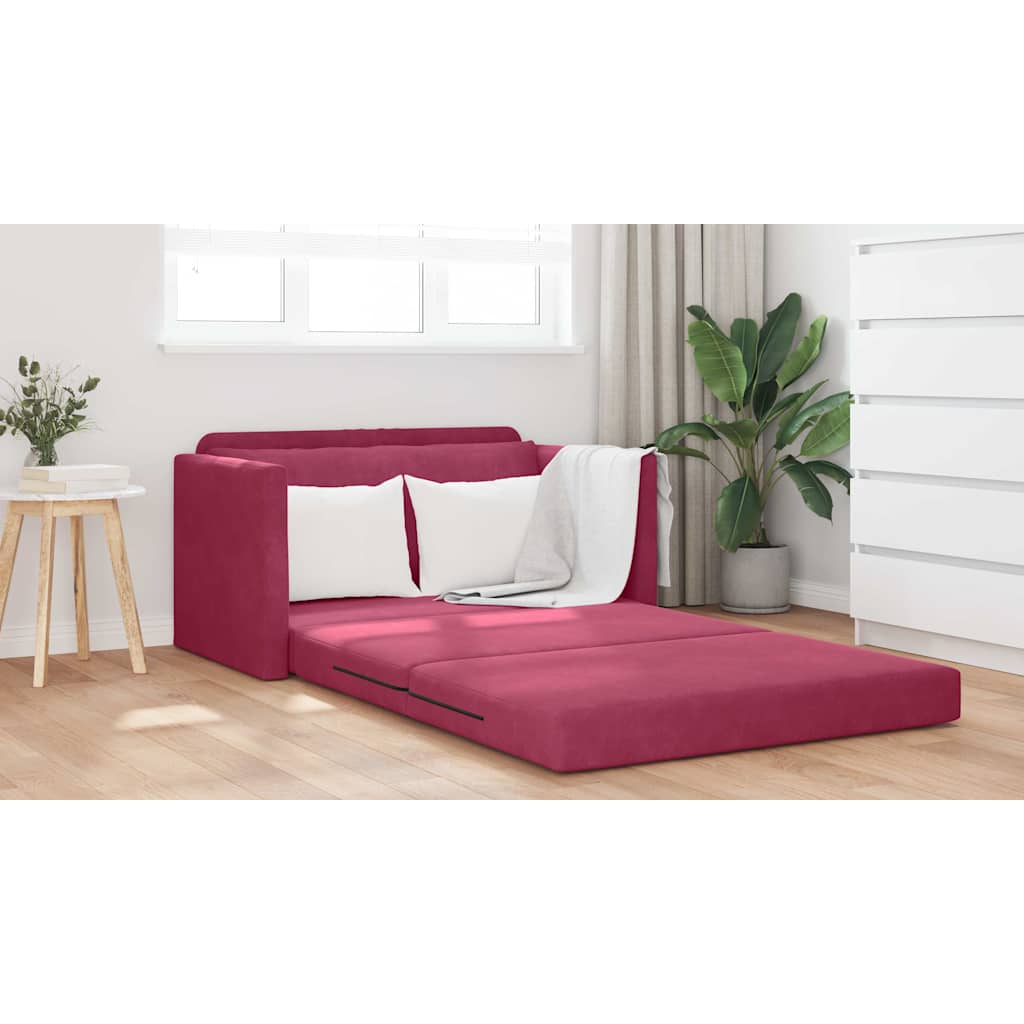 Sofa Bed Wine red 124 x 204 x 61 cm Velvet
