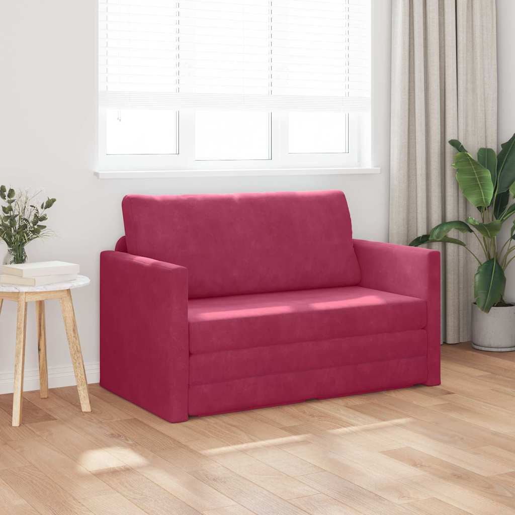 Sofa Bed Wine red 124 x 204 x 61 cm Velvet