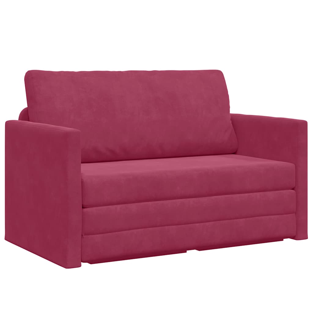 Sofa Bed Wine red 124 x 204 x 61 cm Velvet