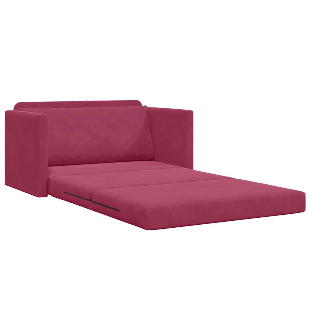 Sofa Bed Wine red 124 x 204 x 61 cm Velvet