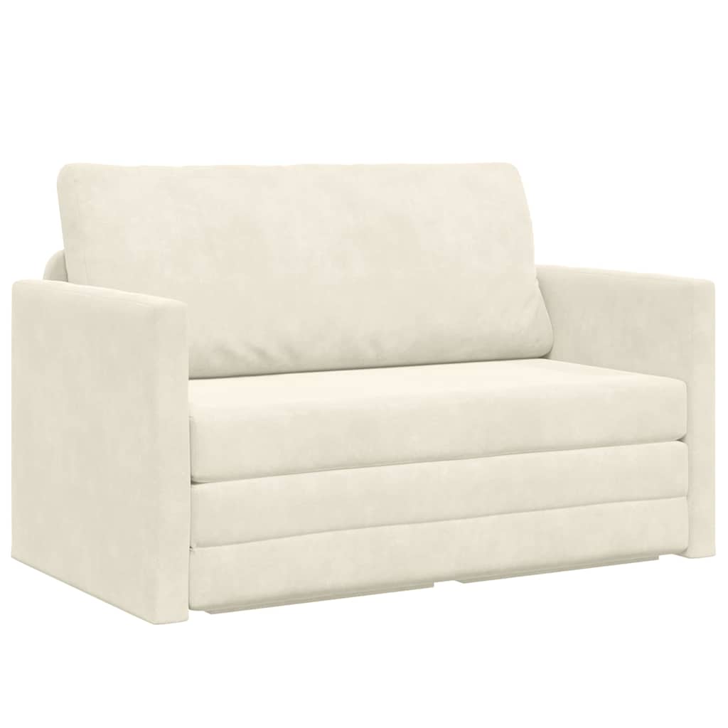 Sofa Bed Cream 124 x 204 x 61 cm Velvet