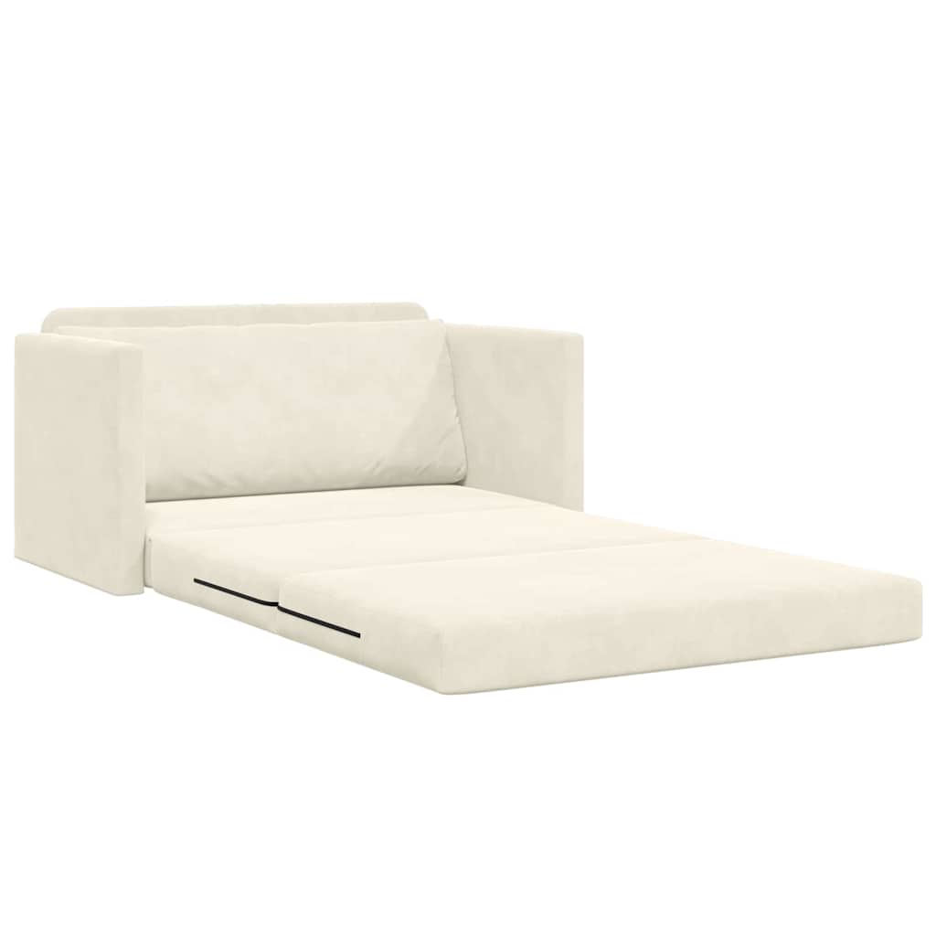 Sofa Bed Cream 124 x 204 x 61 cm Velvet