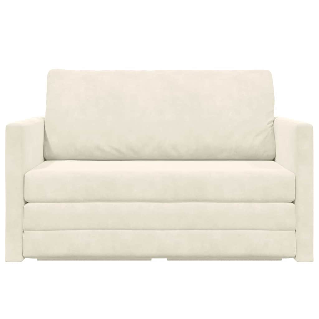 Sofa Bed Cream 124 x 204 x 61 cm Velvet