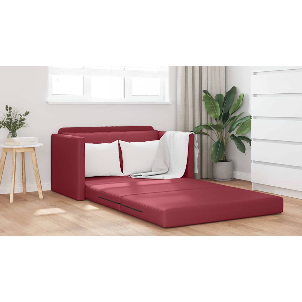 Sofa Bed Wine red 124 x 71 x 78 cm Artificial Leather