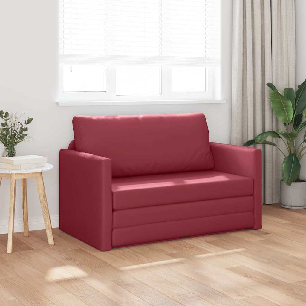Sofa Bed Wine red 124 x 71 x 78 cm Artificial Leather
