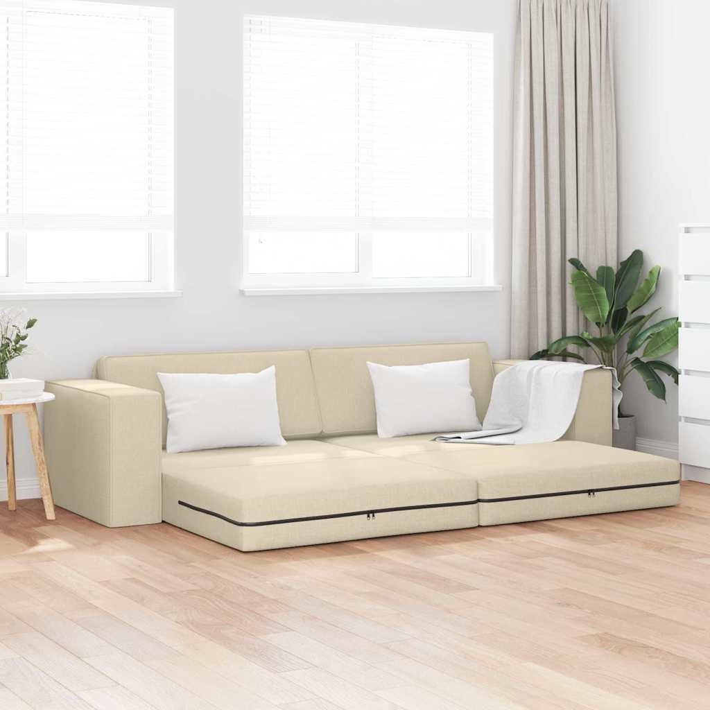 Floor Sofa Bed Cream 245 x 78 x 77 cm Fabric