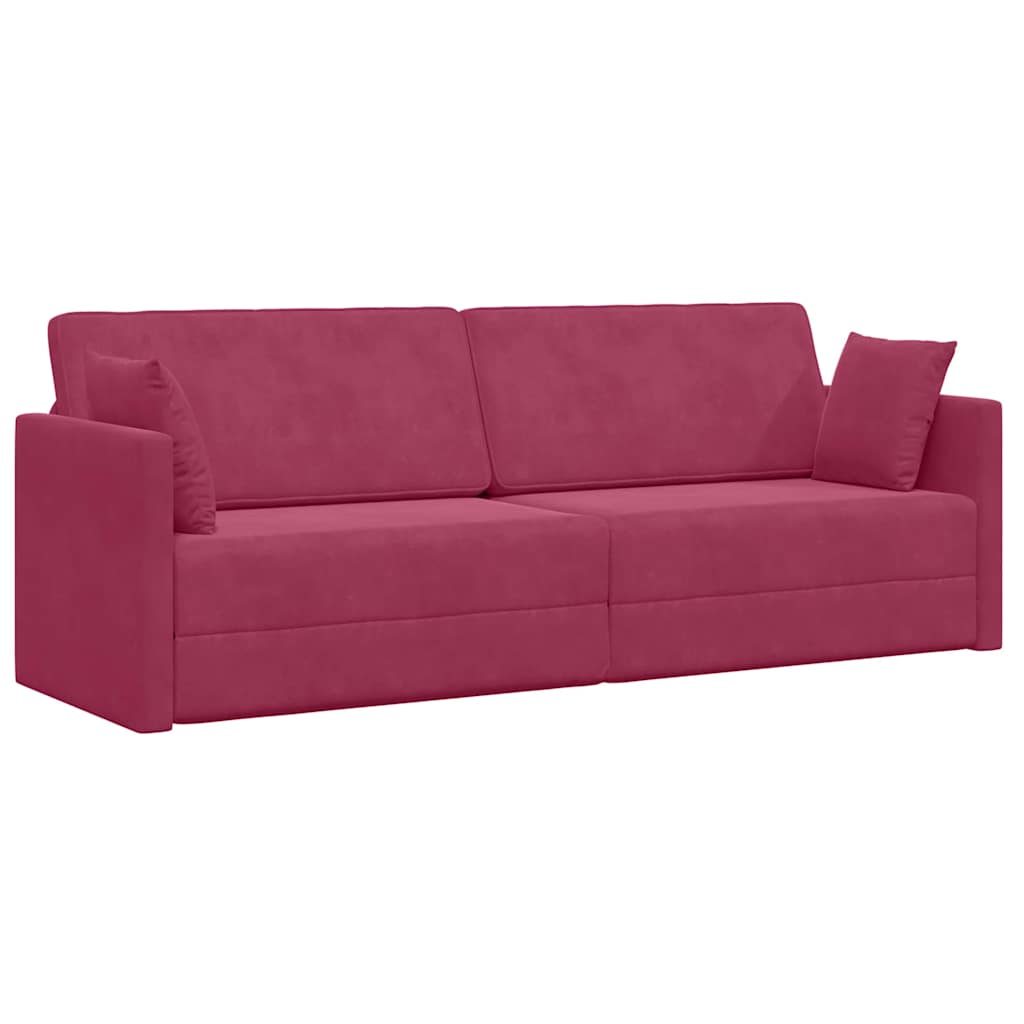 Floor Sofa Bed Wine Red 213 x 76 x 77 cm Velvet