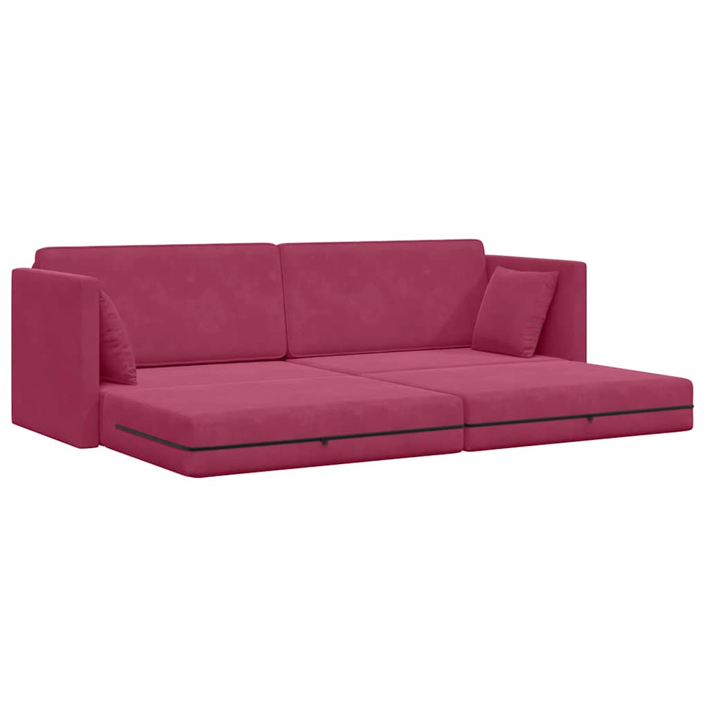 Floor Sofa Bed Wine Red 213 x 76 x 77 cm Velvet