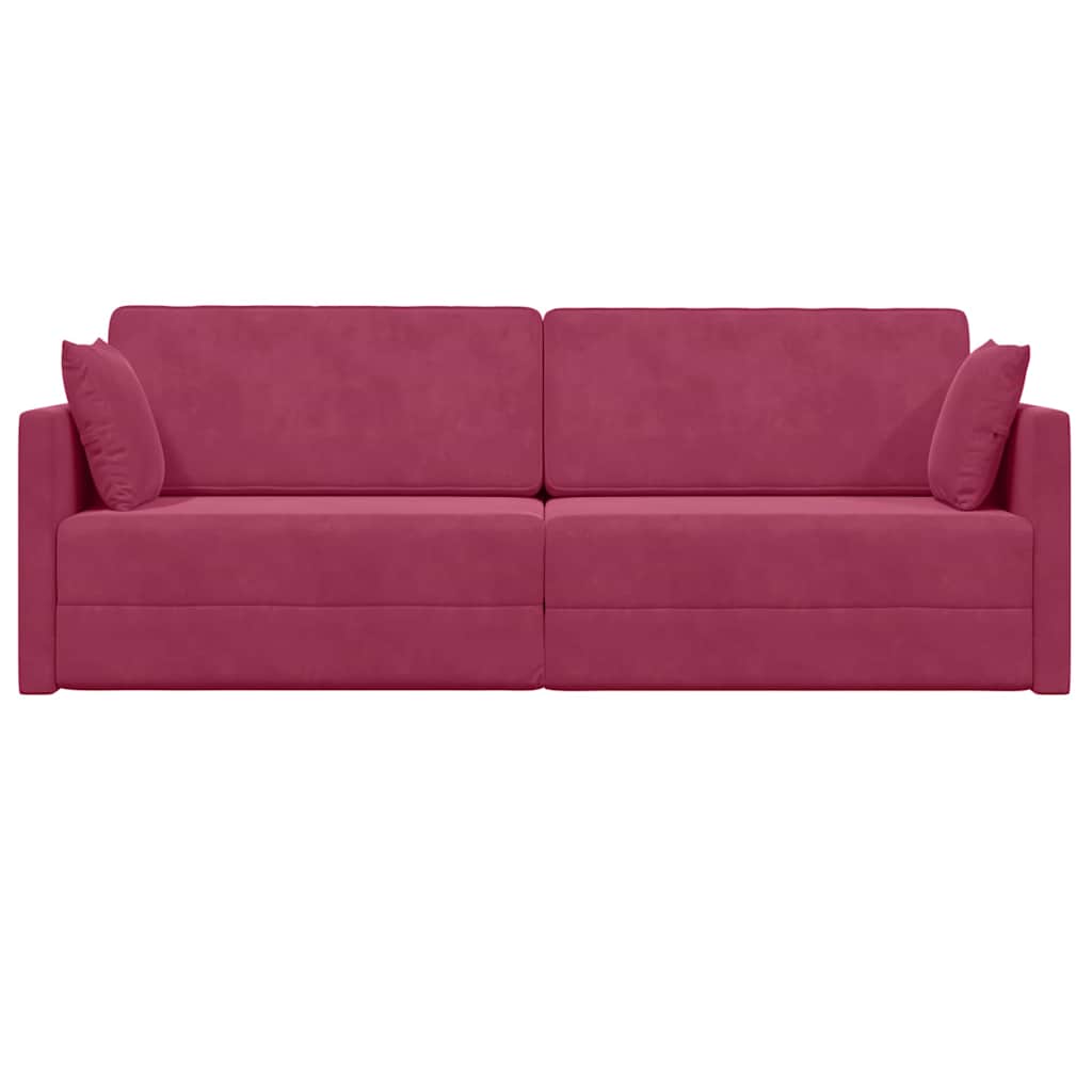 Floor Sofa Bed Wine Red 213 x 76 x 77 cm Velvet