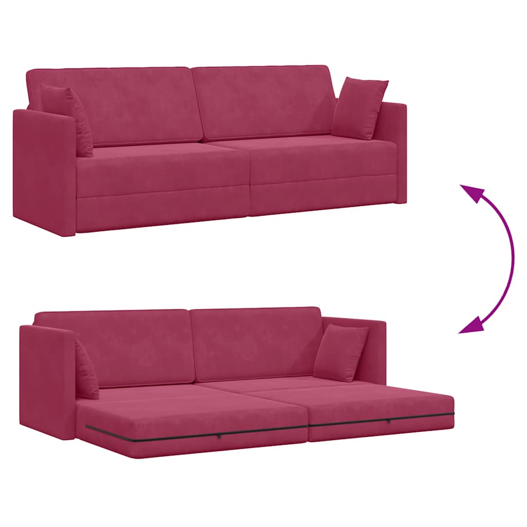 Floor Sofa Bed Wine Red 213 x 76 x 77 cm Velvet
