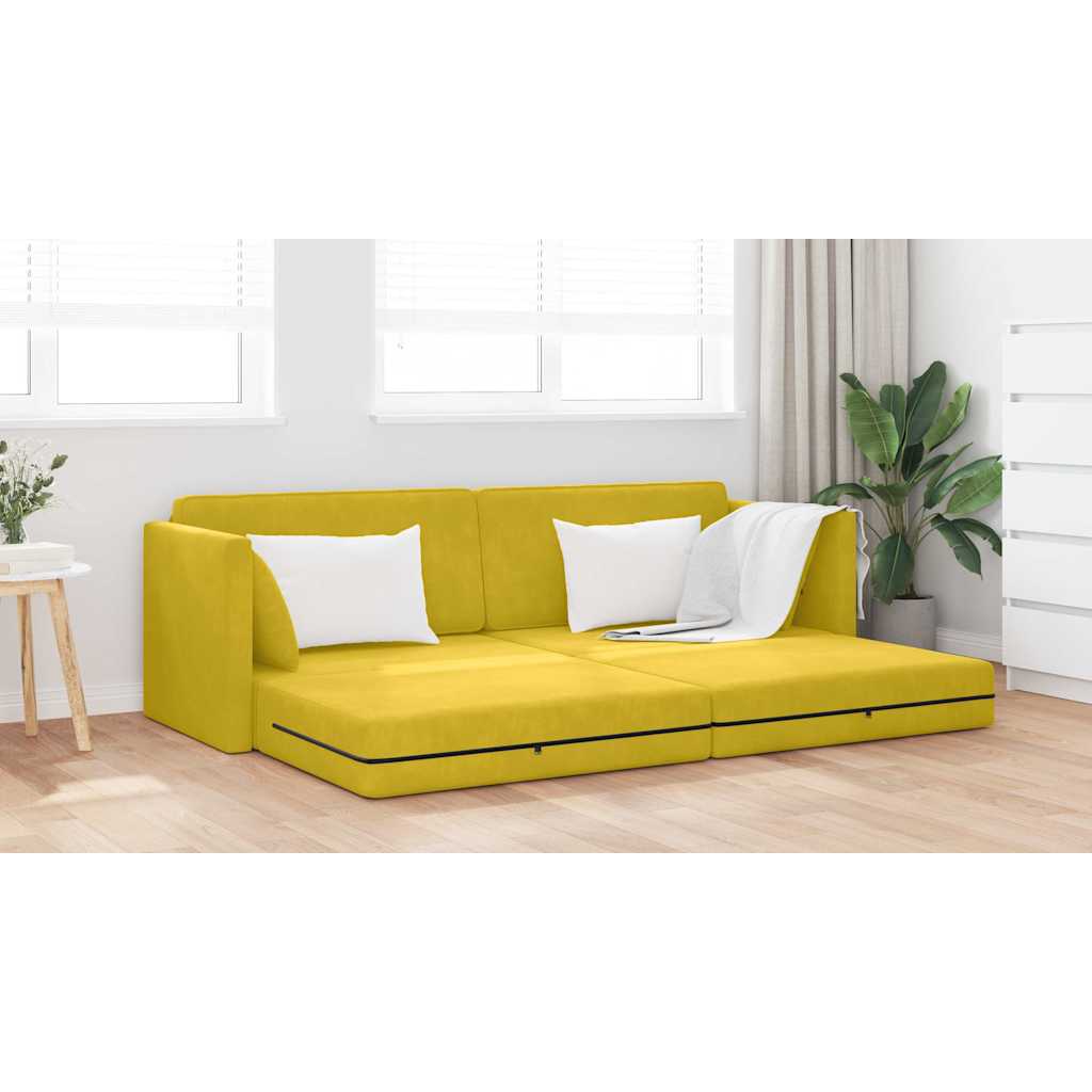 Floor Sofa Bed Yellow 213 x 76 x 77 cm Velvet