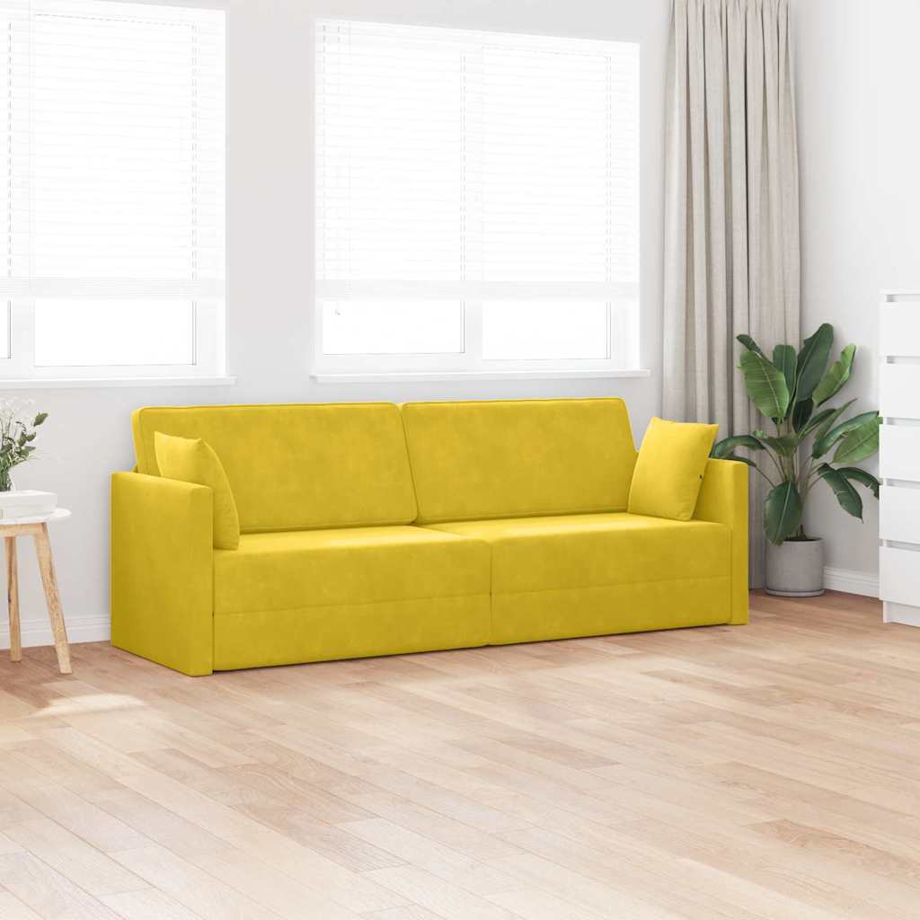 Floor Sofa Bed Yellow 213 x 76 x 77 cm Velvet