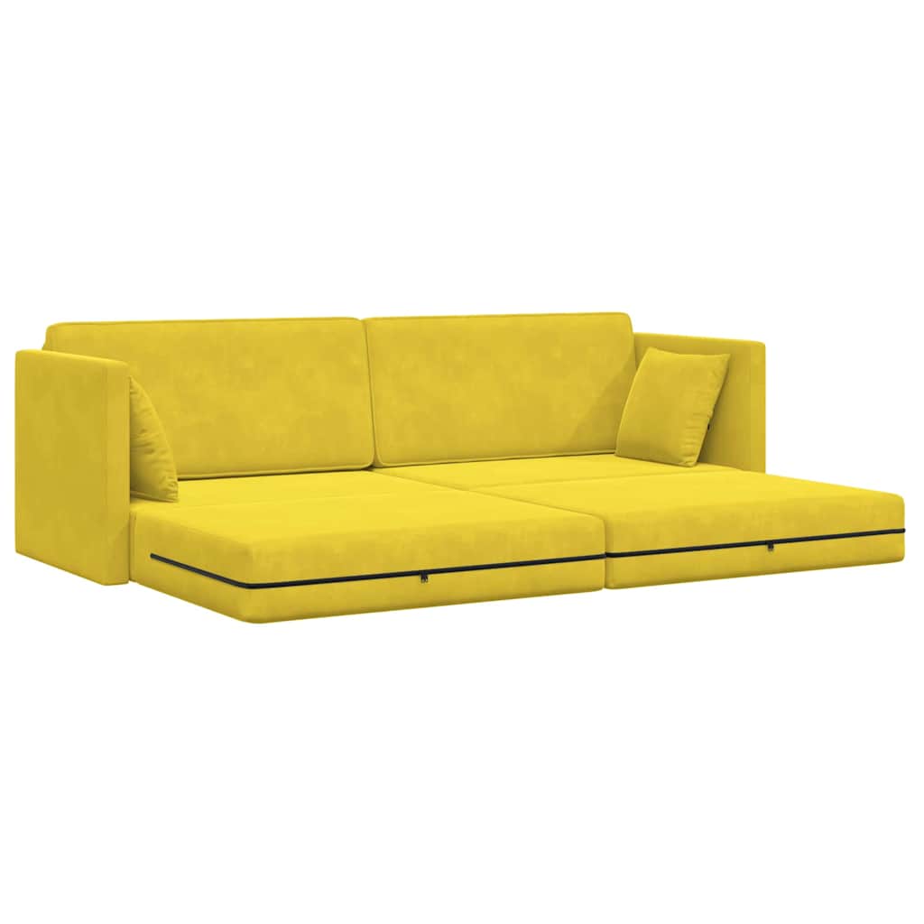 Floor Sofa Bed Yellow 213 x 76 x 77 cm Velvet