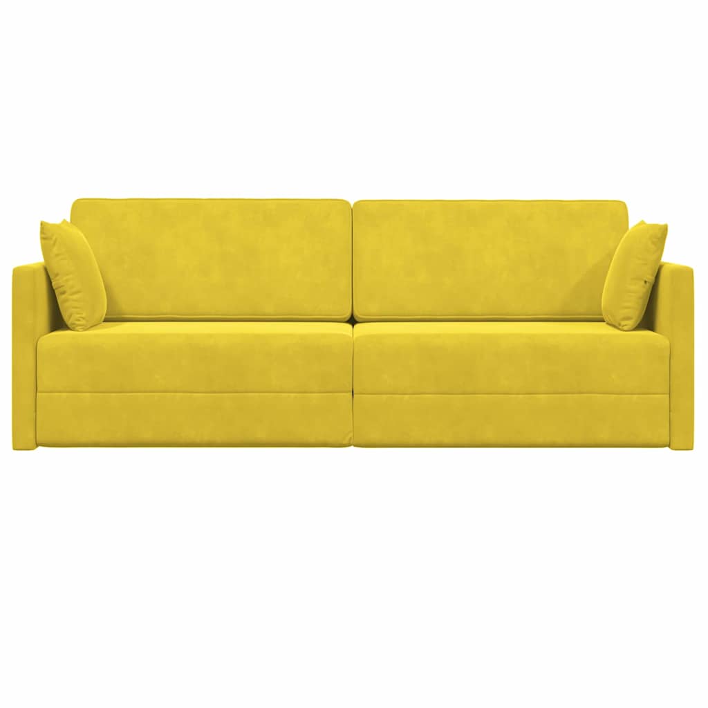 Floor Sofa Bed Yellow 213 x 76 x 77 cm Velvet