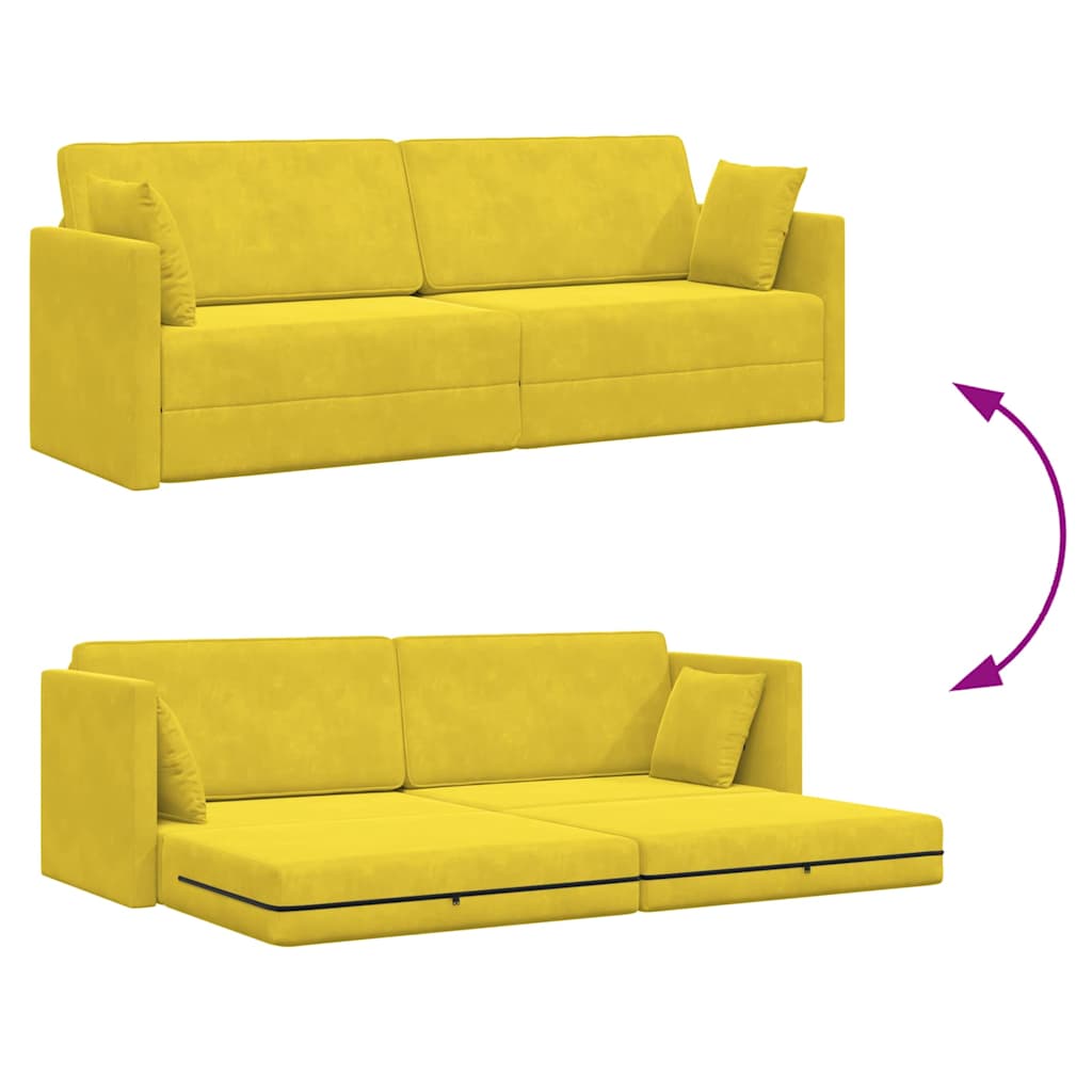 Floor Sofa Bed Yellow 213 x 76 x 77 cm Velvet