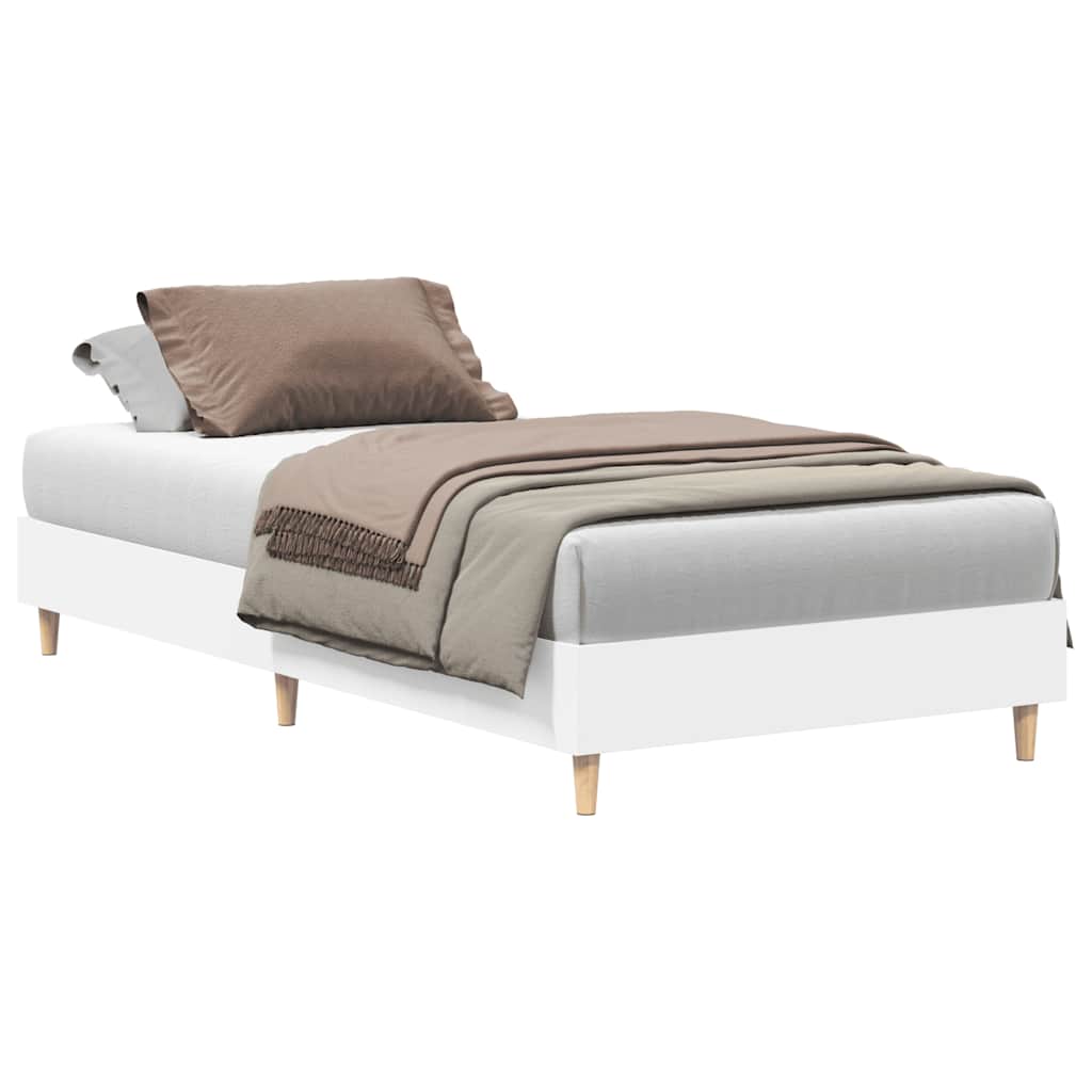 Bed Frame No Mattress White 90x190 cm Single Engineered Wood