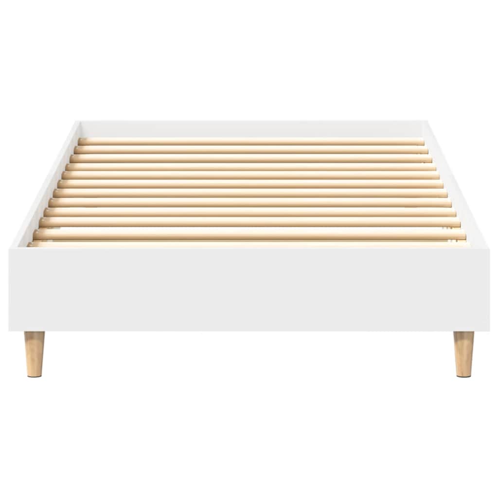 Bed Frame No Mattress White 90x190 cm Single Engineered Wood