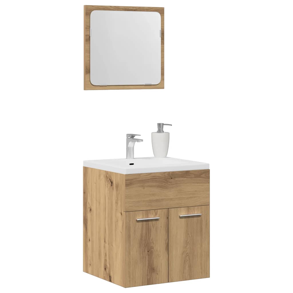 2 Piece Bathroom Furniture Set Artisan Oak Engineered Wood