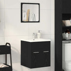 2 Piece Bathroom Furniture Set Black Oak Engineered Wood
