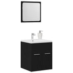 2 Piece Bathroom Furniture Set Black Oak Engineered Wood