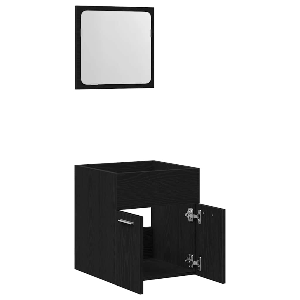 2 Piece Bathroom Furniture Set Black Oak Engineered Wood