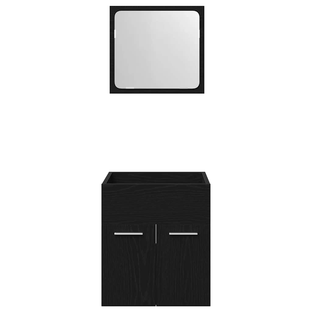 2 Piece Bathroom Furniture Set Black Oak Engineered Wood