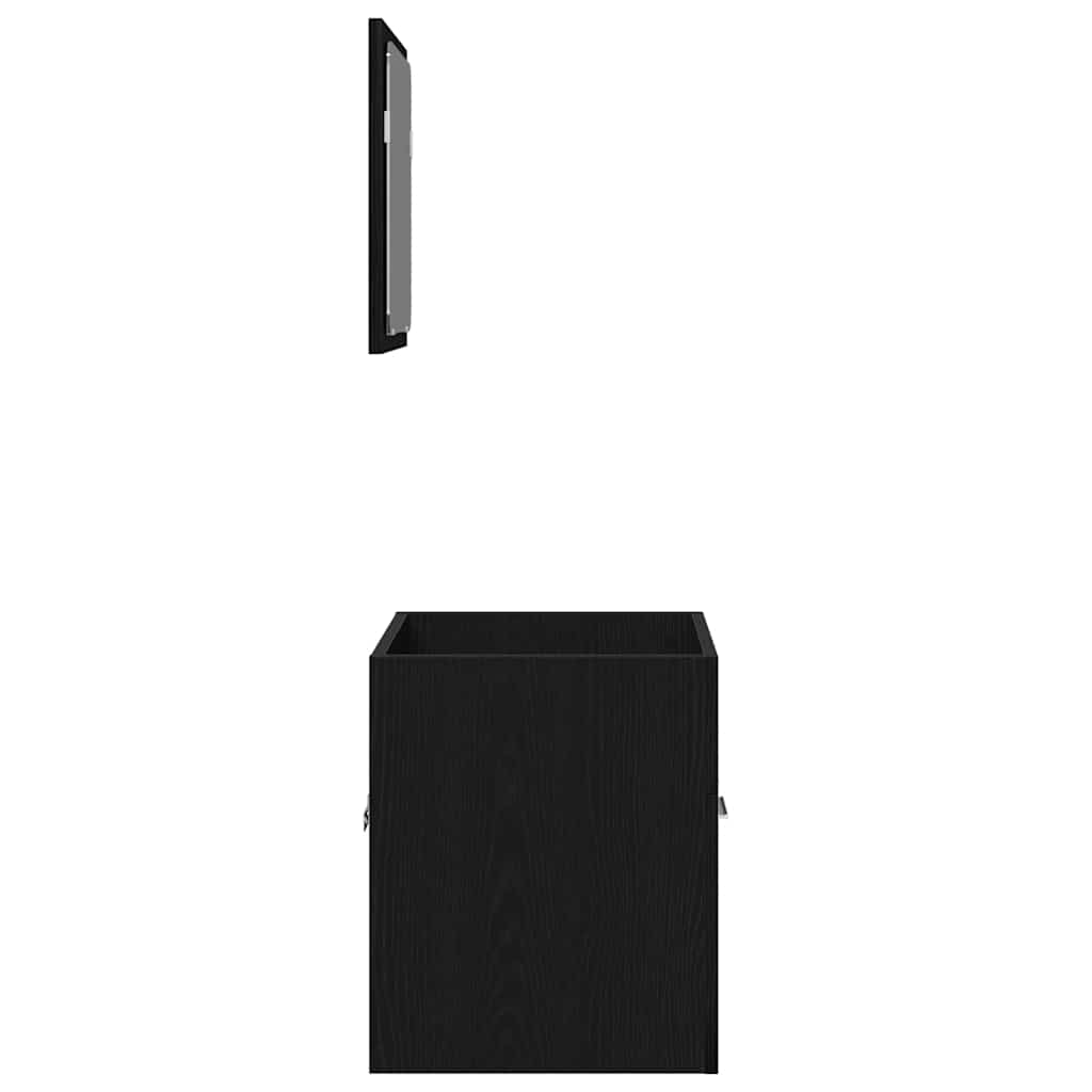 2 Piece Bathroom Furniture Set Black Oak Engineered Wood