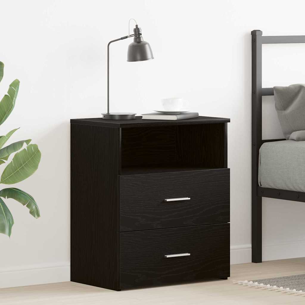 Nightstand with Drawer Black Oak 50 x 32 x 60cm Engineered Wood