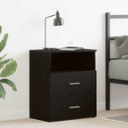 Nightstand with Drawer Black Oak 50 x 32 x 60cm Engineered Wood